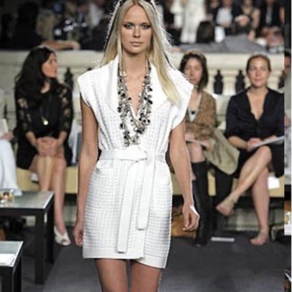 Chanel Cream Wrap Dress w/ Waist Tie